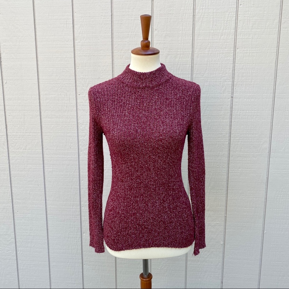 Who What Wear Maroon Heather Textured Sweater Size Medium